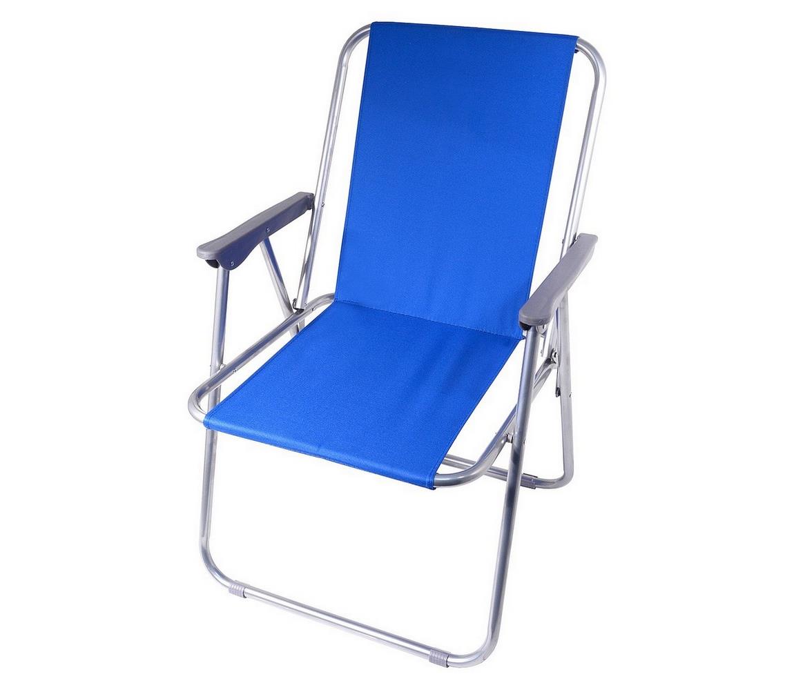 Skládací kempingová židle modrá/matný chrom 