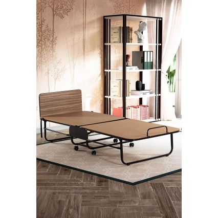 Skládací kovová jednolůžková postel s matrací HERON 80x190 cm bílá