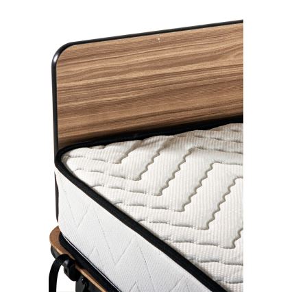 Skládací kovová jednolůžková postel s matrací HERON 80x190 cm bílá