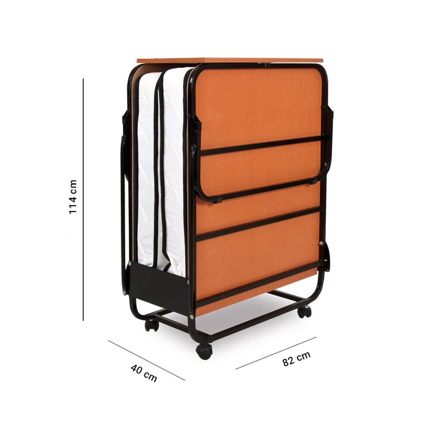 Skládací kovová jednolůžková postel s matrací HERON 80x190 cm bílá