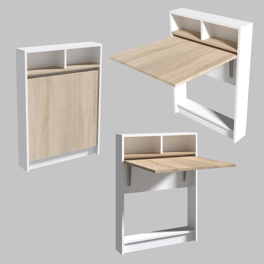 Skládací stolek BRACKED 70x15 cm 70x71cm bílá/hnědá