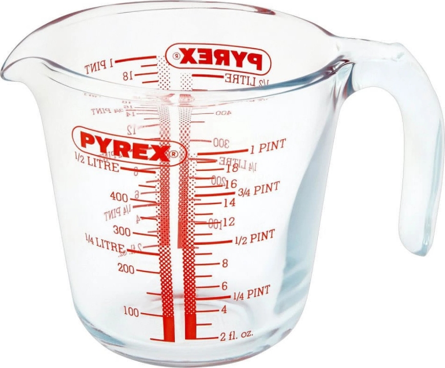 Skleněná odměrka PYREX 0,5 l