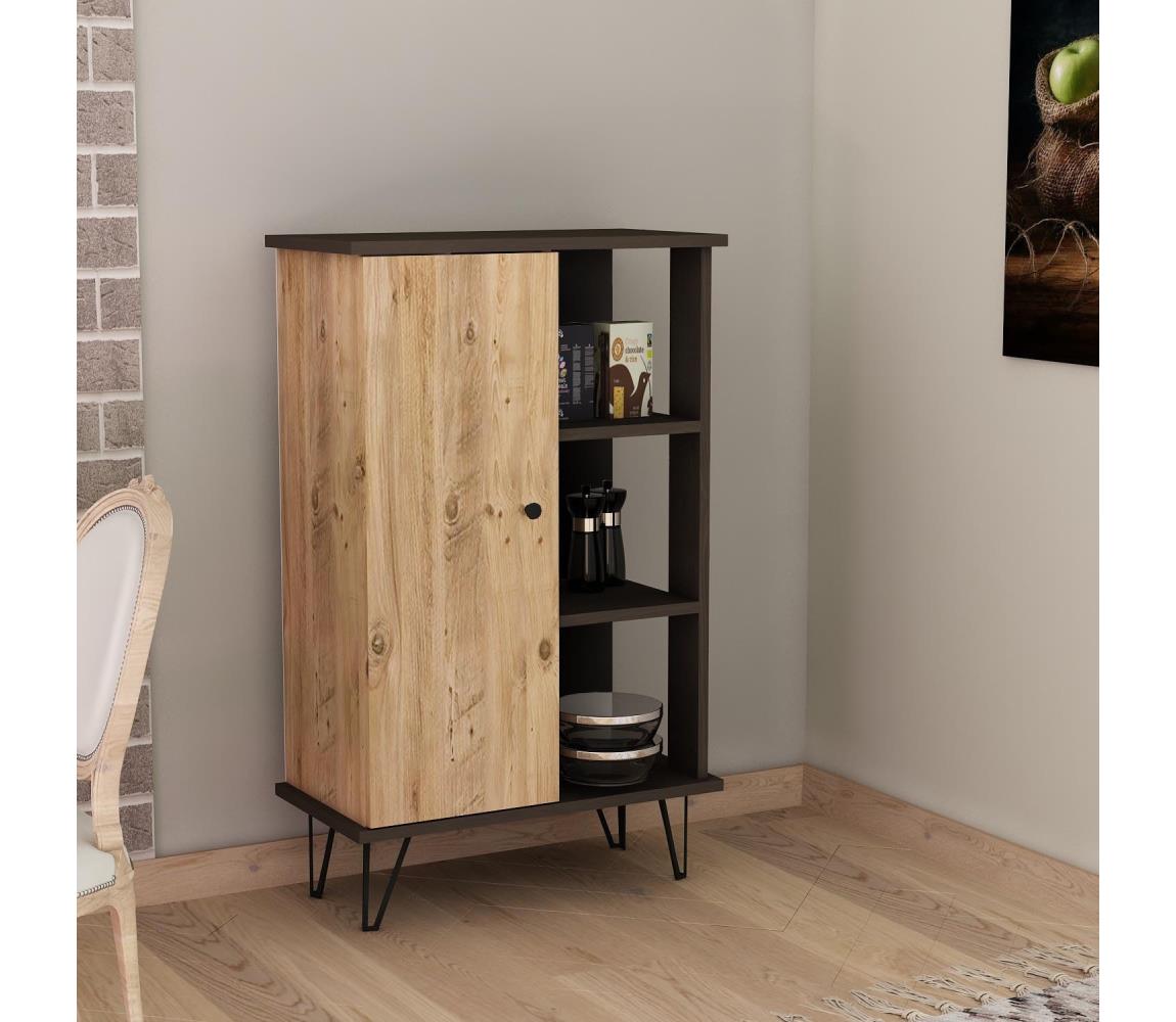 Asir Skříňka BETA 80x55 cm černá/hnědá AS1318