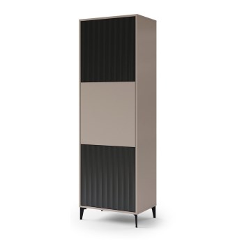 Skříňka RONJA 63x195x43 cm taupe/černá