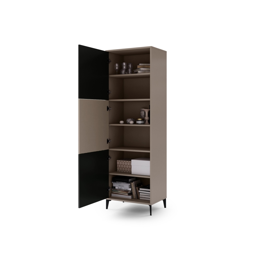 Skříňka RONJA 63x195x43 cm taupe/černá