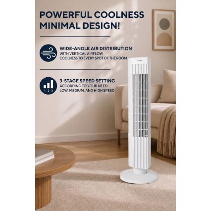 Sloupový ventilátor 50W/230V bílá