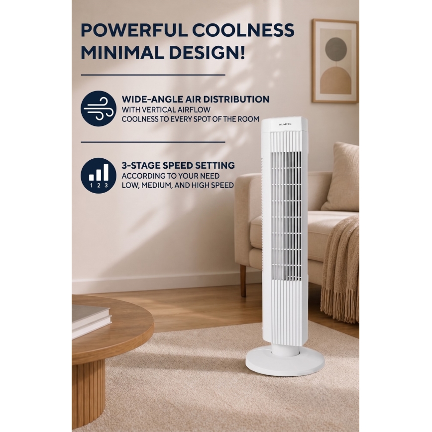 Sloupový ventilátor 50W/230V bílá