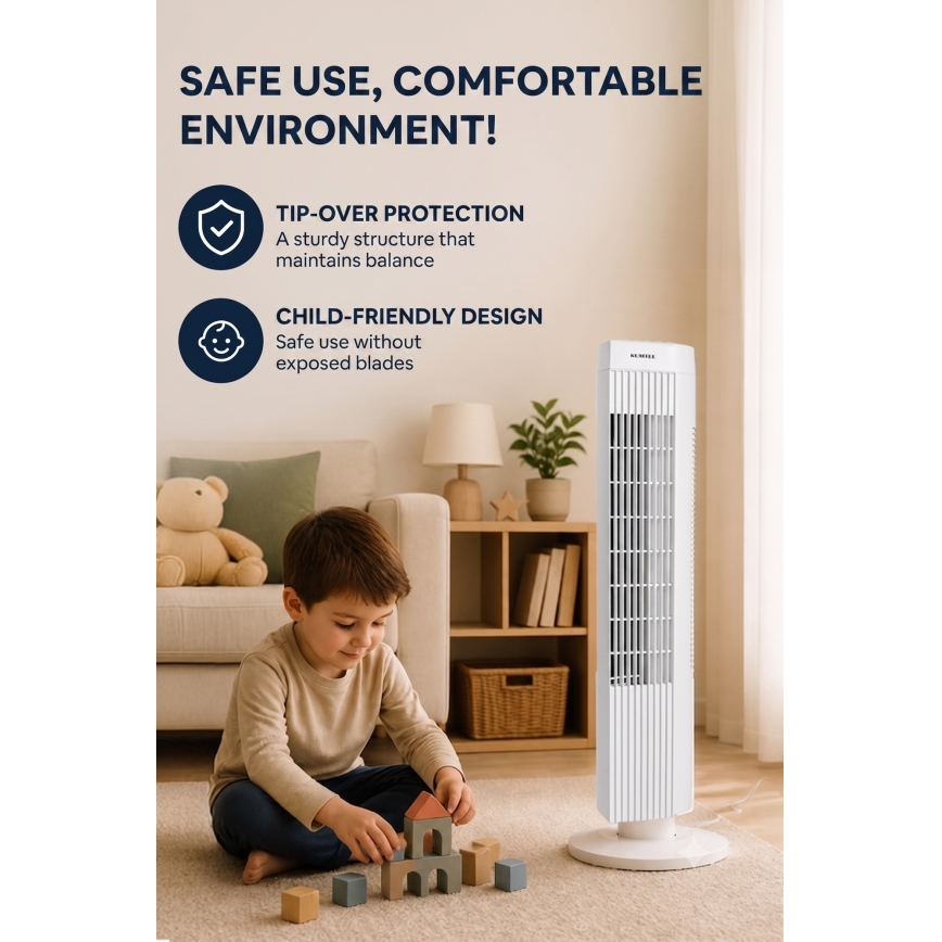 Sloupový ventilátor 50W/230V bílá