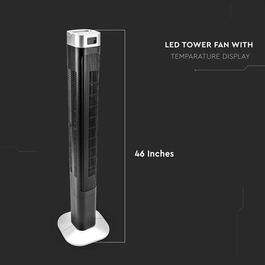 Sloupový ventilátor s ukazatelem teploty s dálkovým ovládáním 55W/230V