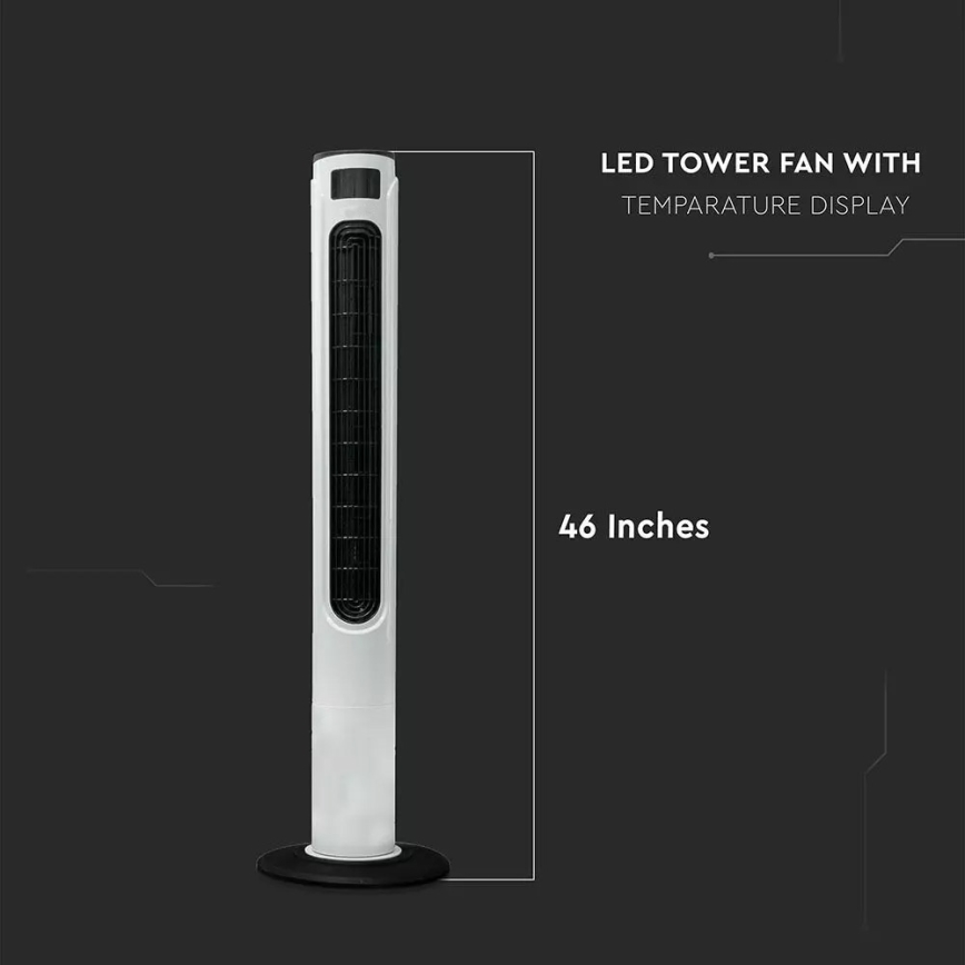 Sloupový ventilátor s ukazatelem teploty s dálkovým ovládáním 55W/230V