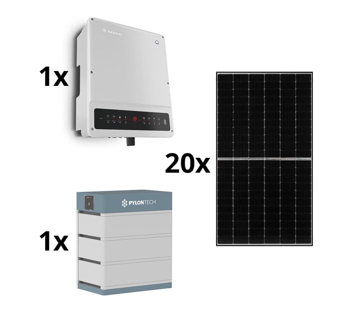 Menlo Sol. ses. GOODWE-8kWp JINKO+8kW GOODWE hybridní měnič 3f+10,65kWh baterie PYLO KP1029-20ks
