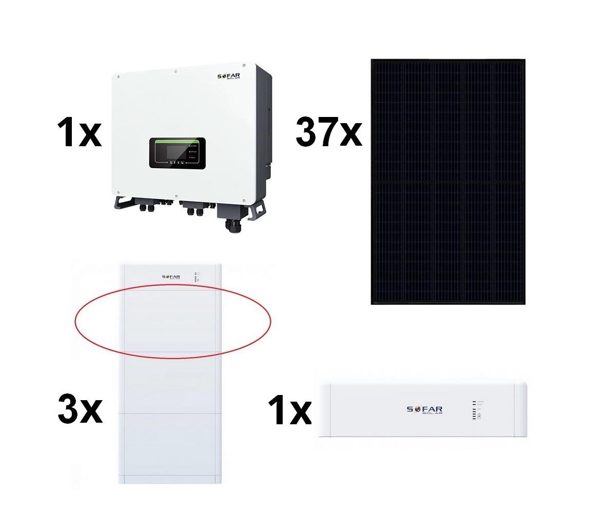 SOFAR SOLAR Sol.ses. SOFAR Solar-14,8kWp RISEN Full Black+15kW SOLAX měnič 3f+15 kWh baterie