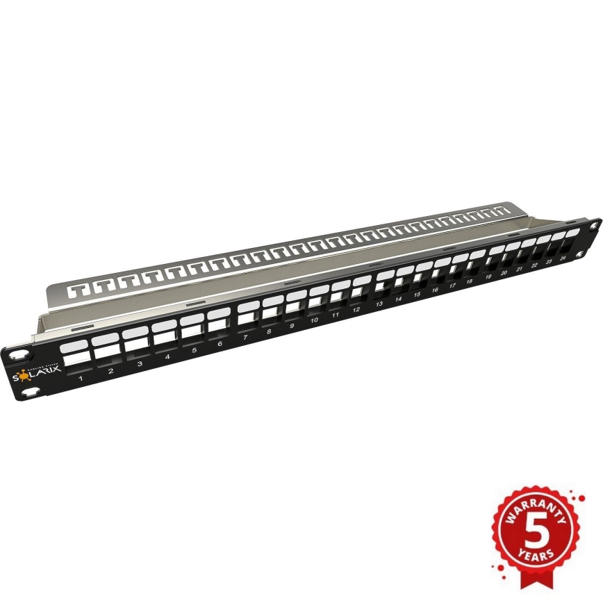 Solarix - 19" modulární neosazený patch panel 24 portů 1U