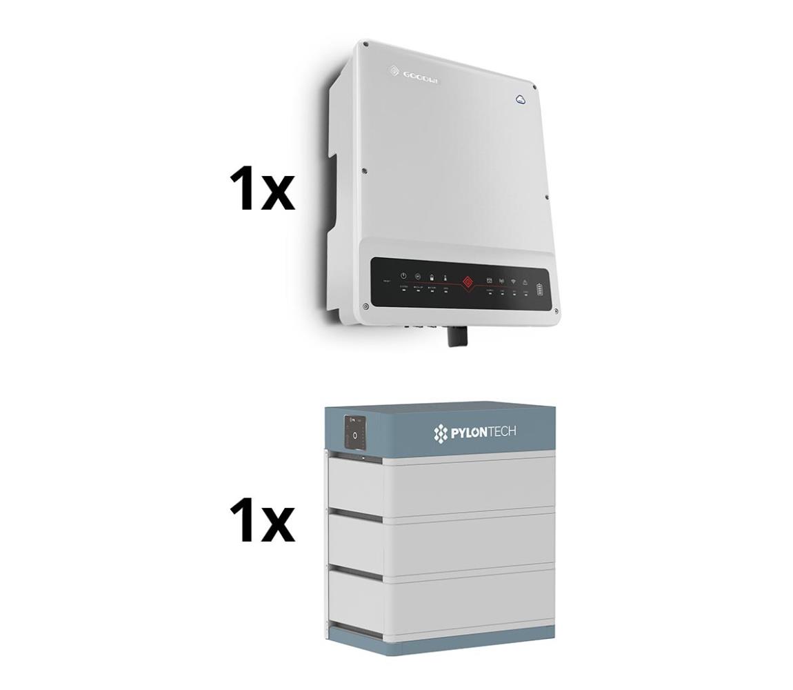 Menlo Solární sestava GOODWE-10kW GOODWE hybridní měnič 3f+10,65kWh baterie PYLONTECH KP1028A