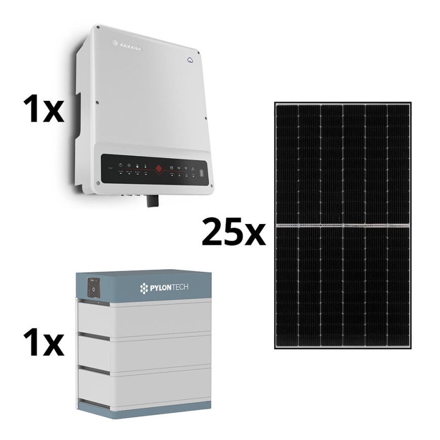 Solární sestava GOODWE - 10kWp JINKO + 10kW GOODWE hybridní měnič 3f +10,65kWh baterie PYLONTECH