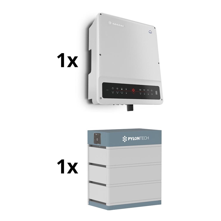 Solární sestava GOODWE - 8kW GOODWE hybridní měnič 3f +10,65kWh baterie PYLONTECH