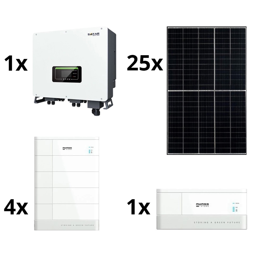 Solární sestava SOFAR Solar - 10kWp RISEN + hybridní měnič 3f + 10,24 kWh baterie