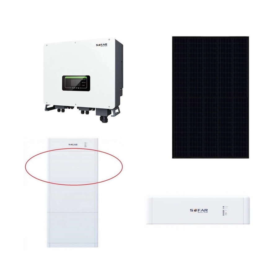 Solární sestava SOFAR Solar - 14,8kWp panel RISEN Full Black +15kW SOLAX měnič 3f + 15kWh baterie SOFAR s řídící jednotkou akumulátoru
