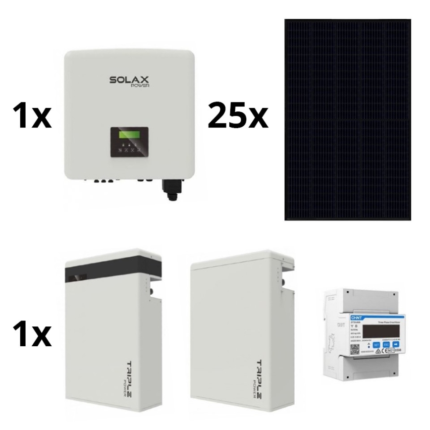 Solární sestava: SOLAX Power - 10kWp RISEN Full Black + 15kW SOLAX měnič 3f + 11,6 kWh baterie V2