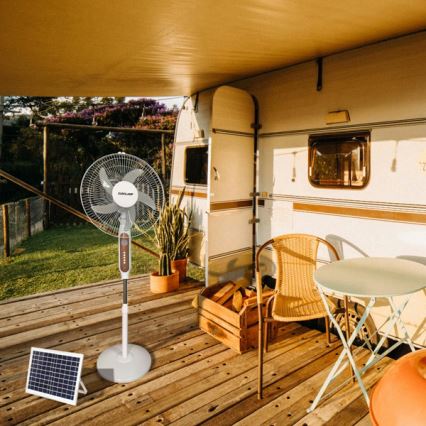 Solární stojanový ventilátor 15W/4V/230V 120 cm bílá