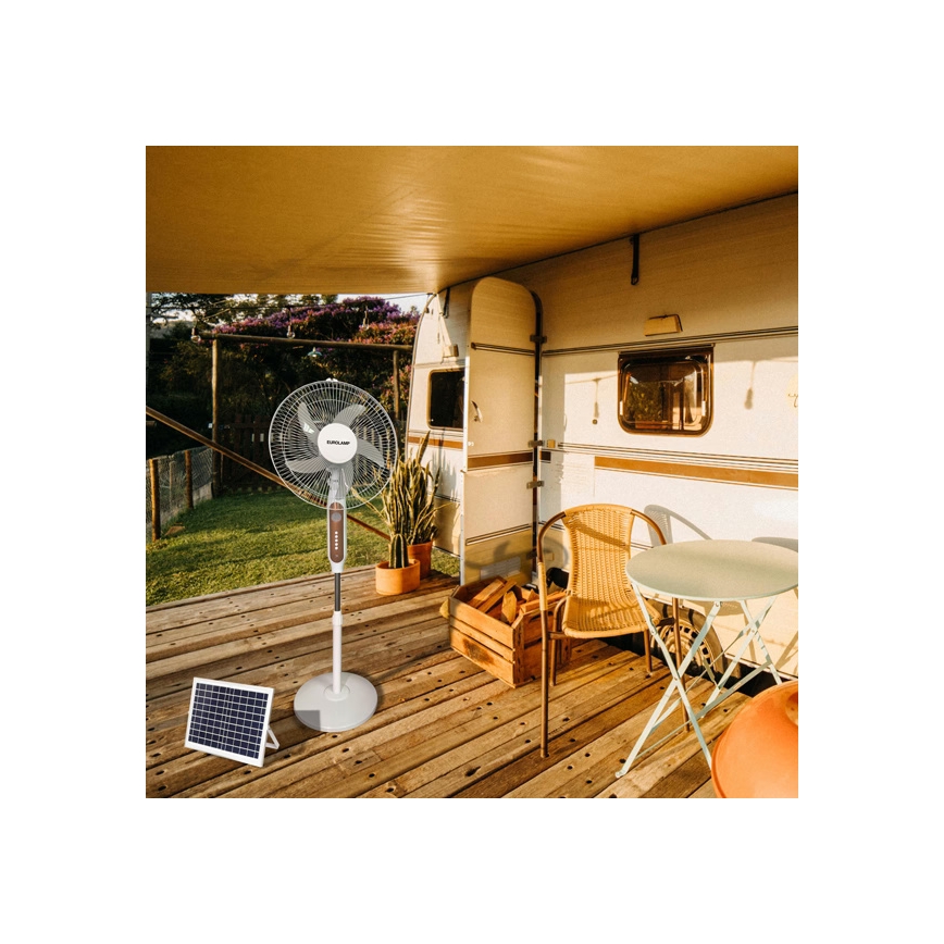 Solární stojanový ventilátor 15W/4V/230V 120 cm bílá