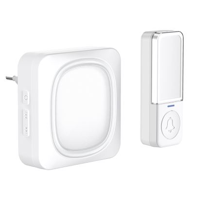 Bezdrátový zvonek s LED osvětlením do zásuvky 230V IP56 bílá
