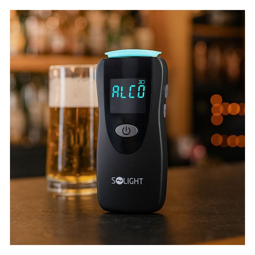 Profesionální bezkontaktní alkohol tester Fuel Cell, 0,0 - 5,0‰ BAC citlivost 0,08‰ 3xAA