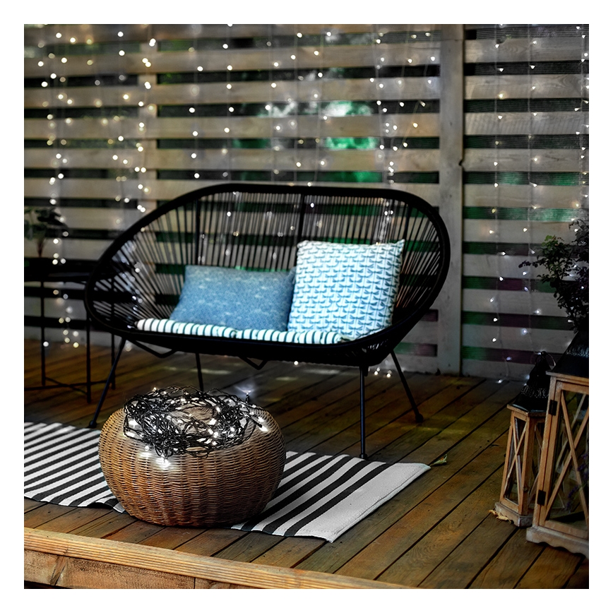 LED Venkovní  řetěz 50xLED/8 funkcí 8m IP44 studená bílá