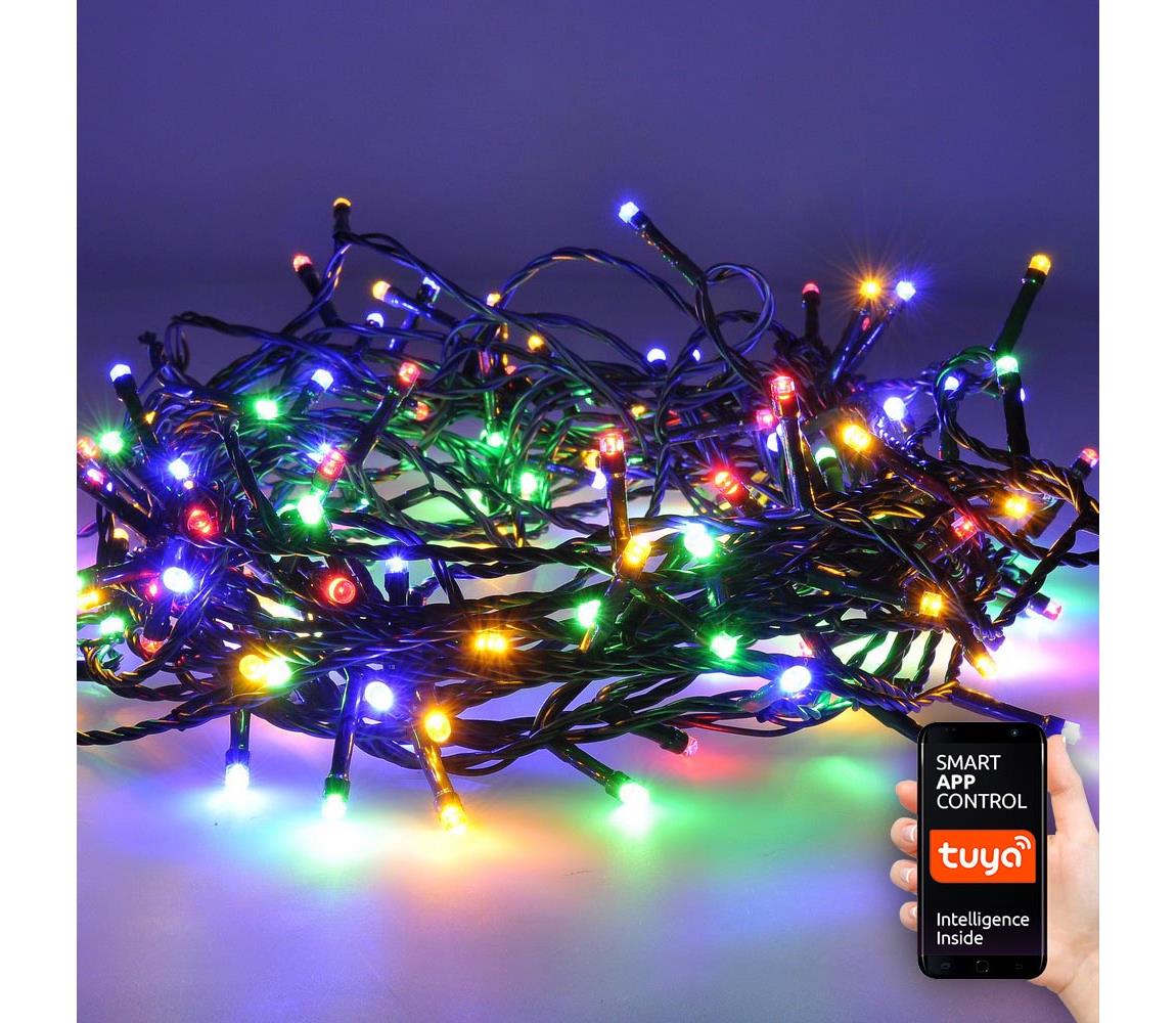 Solight LED WIFI smart venkovní vánoční řetěz, 240 LED, 12m, přívod 5m, teplá bílá + vícebarevný Solight 1v12-WIFI