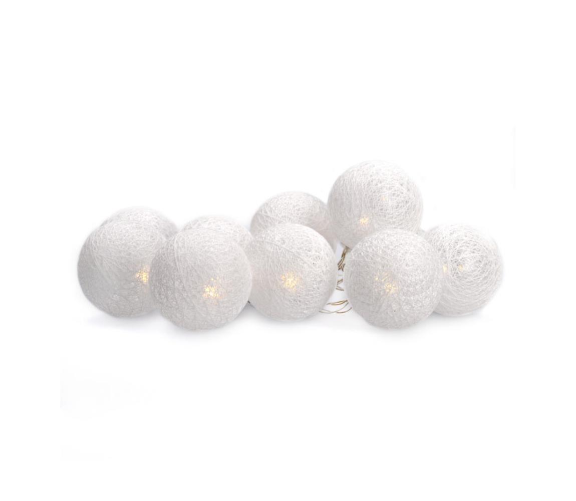 1V201 Solight LED řetěz vánoční koule bavlněné, 10LED, 1m, 2x AA, IP20