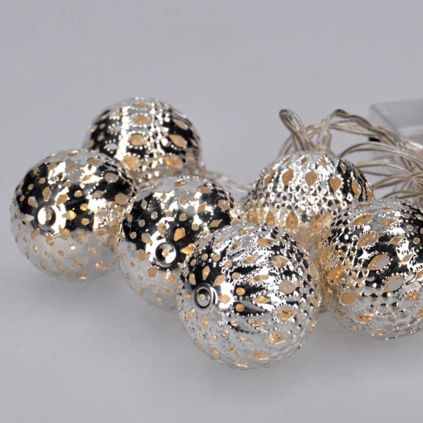 LED Vánoční řetěz 10xLED/2xAA 1m teplá bílá