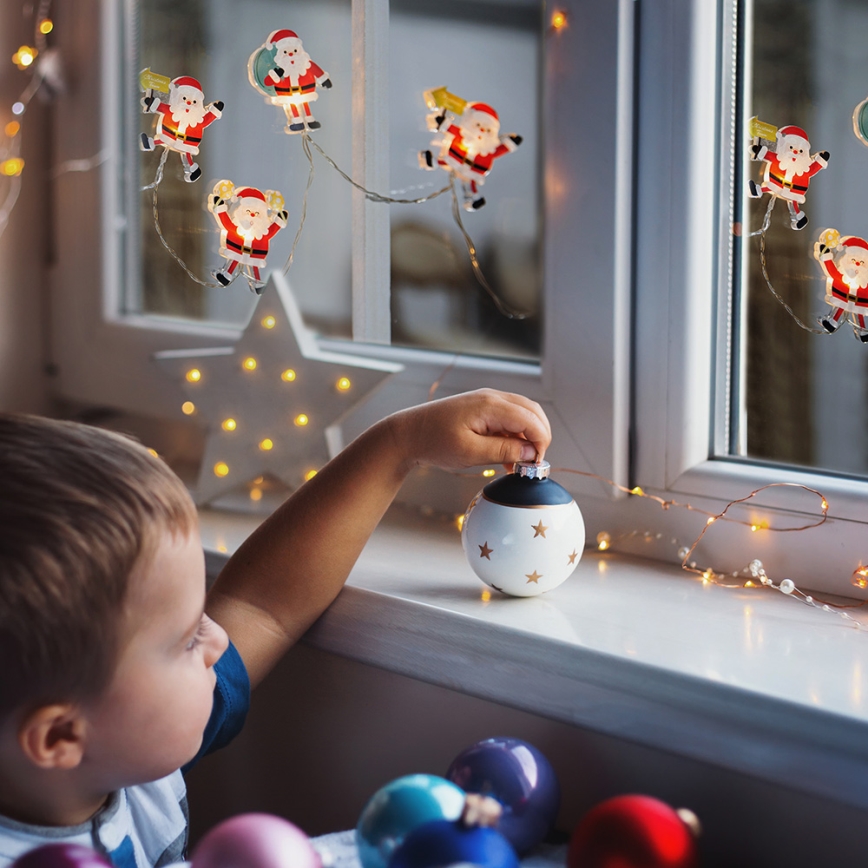 LED  řetěz s přísavkami 6xLED/2xAA 1,2m teplá bílá santa