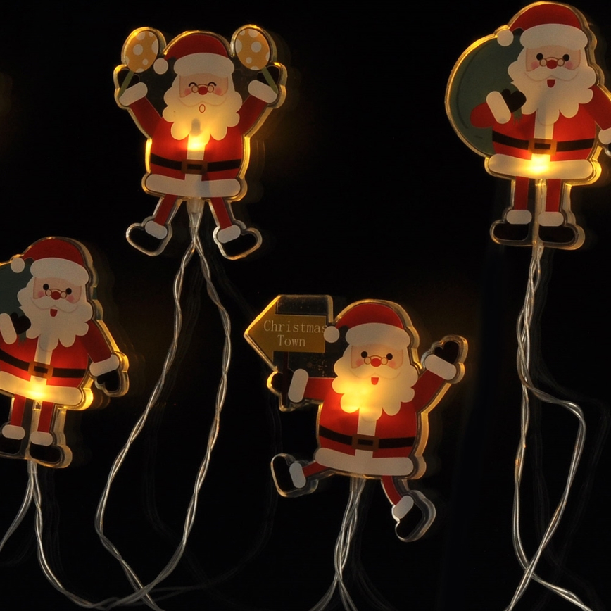 LED  řetěz s přísavkami 6xLED/2xAA 1,2m teplá bílá santa
