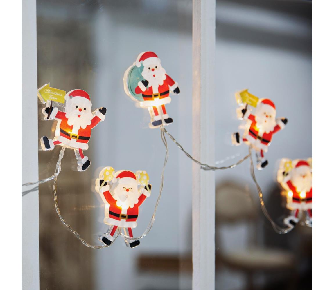 LED okenní řetěz - Santa, 6x LED, přísavný, 120cm, 2x AA
