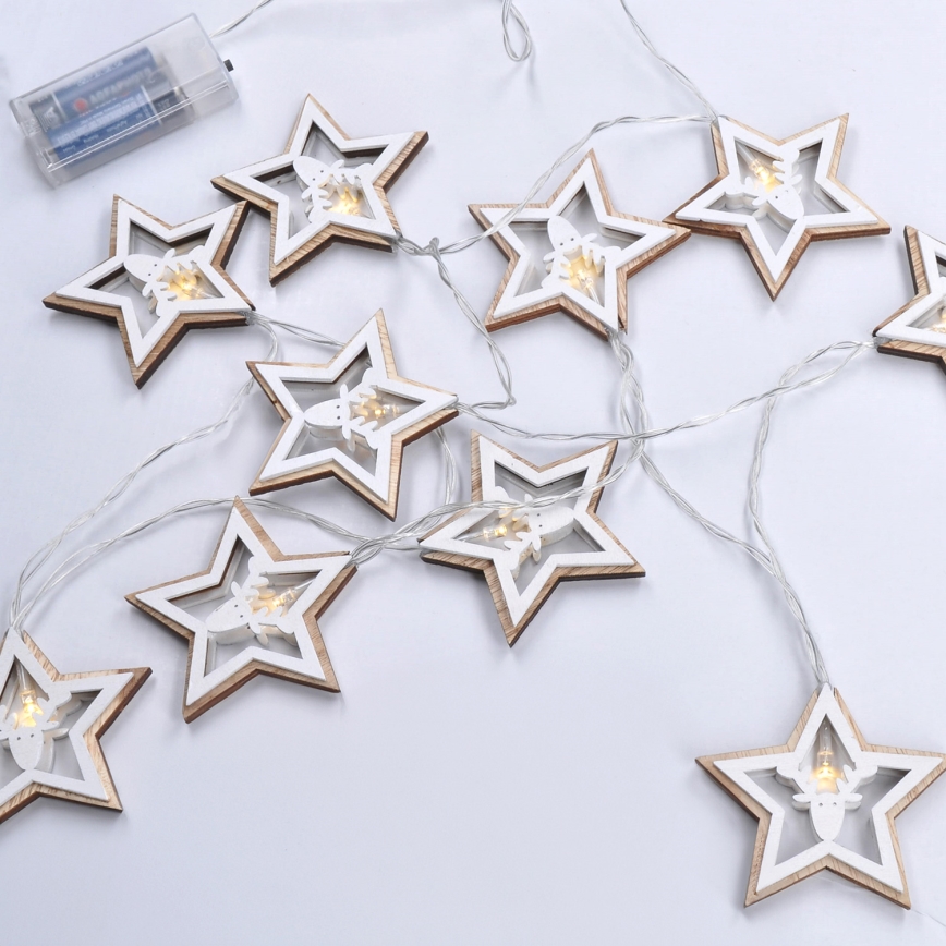 LED  řetěz 10xLED/2xAA 1,8m teplá bílá