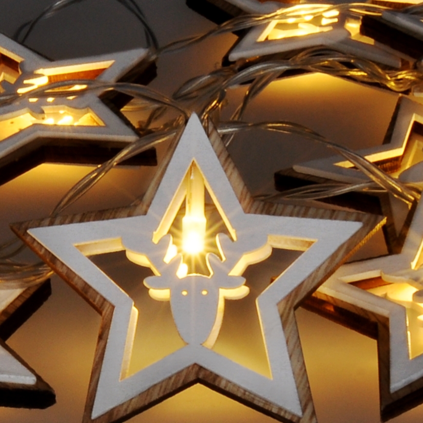 LED  řetěz 10xLED/2xAA 1,8m teplá bílá