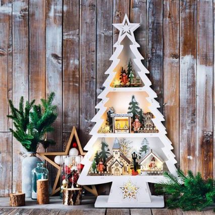 LED Vánoční dekorace 13xLED/2xAA dřevěný stromek