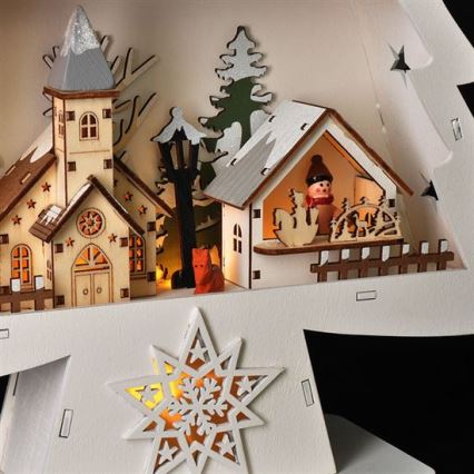 LED Vánoční dekorace 13xLED/2xAA dřevěný stromek