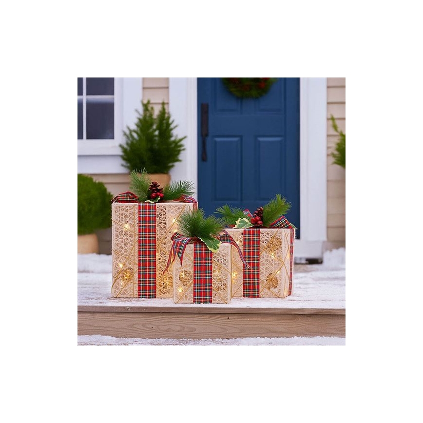 SADA 3x LED Vánoční dárek 48xLED/3,6W/230V IP44 teplá bílá