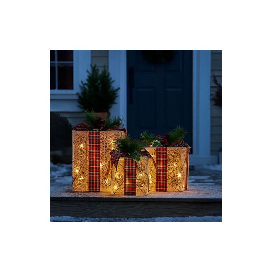 SADA 3x LED Vánoční dárek 48xLED/3,6W/230V IP44 teplá bílá