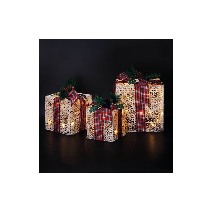 SADA 3x LED Vánoční dárek 48xLED/3,6W/230V IP44 teplá bílá