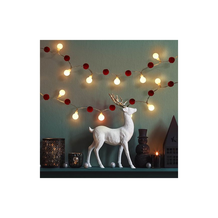 LED  řetěz 20xLED/2xAA 1,8 m teplá bílá