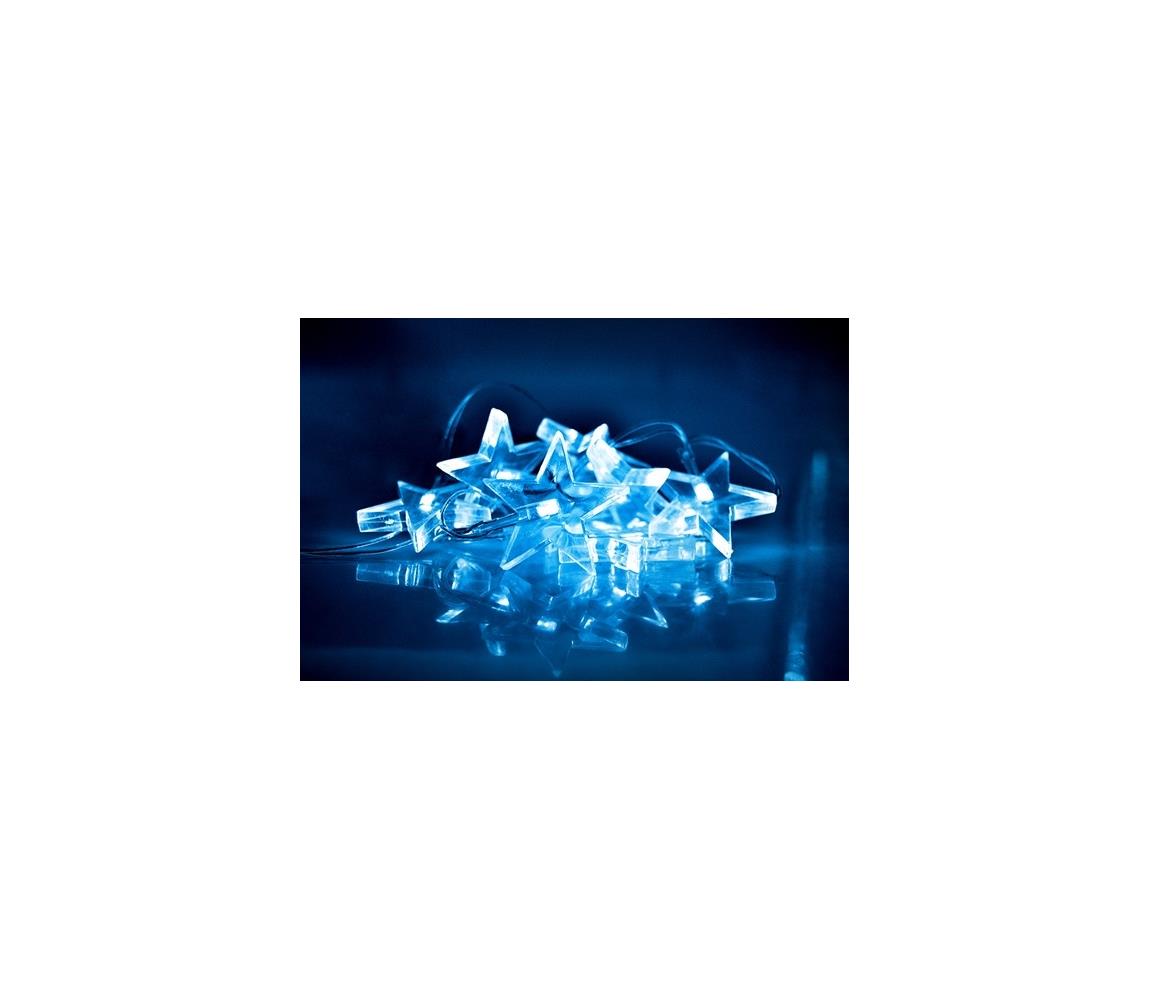 Solight LED vánoční řetěz, hvězdy, 1,5m, 10x LED, 2x AA, modré světlo, 1V52-B