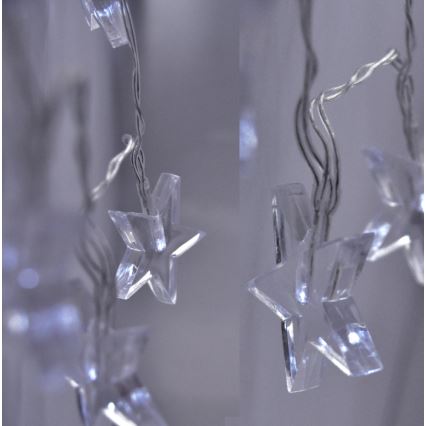 LED Vánoční řetěz 10xLED/2xAA 1,5m hvězdy bílé světlo