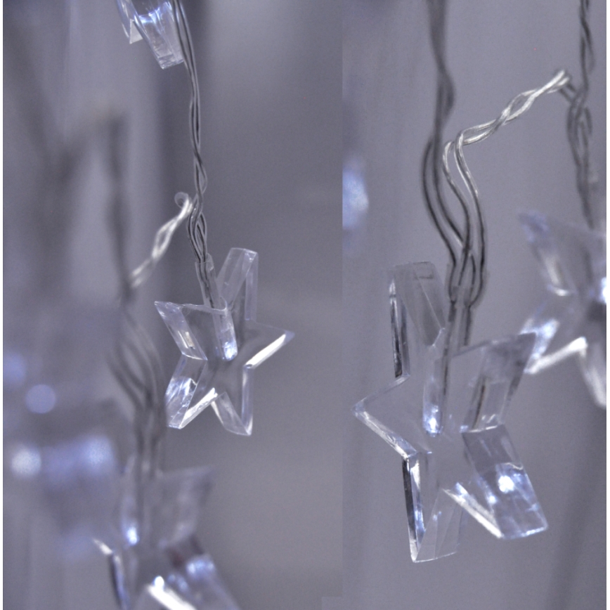 LED Vánoční řetěz 10xLED/2xAA 1,5m hvězdy bílé světlo