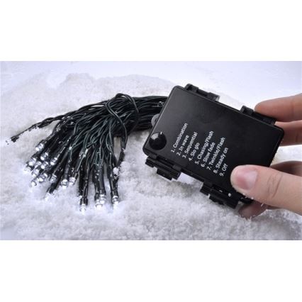 LED Vánoční venkovní řetěz 50xLED/3xAA studená bílá IP44