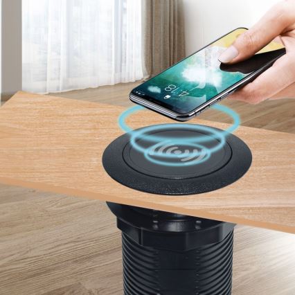 Vestavná bezdrátová nabíječka + USB A+C černá