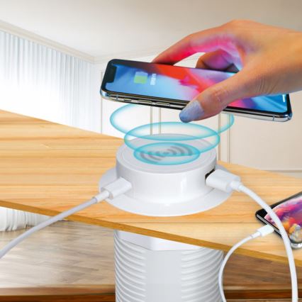 Vestavná bezdrátová nabíječka + USB A+C bílá