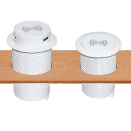 Vestavná bezdrátová nabíječka + USB A+C bílá