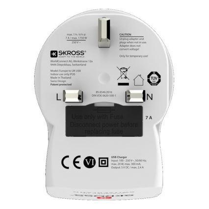 Cestovní adaptér pro UK 230V + 2x USB port